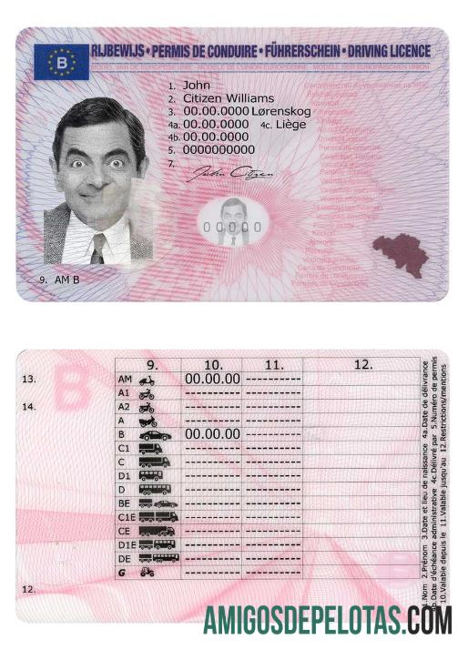 Bélgica DL Versão 2 exemplo